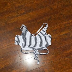 Zaful Blue and White Striped Bikini Top